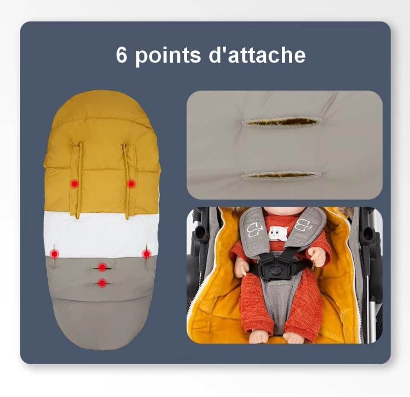Chancelière pour bébé chaude avec ses 6 points d'attache