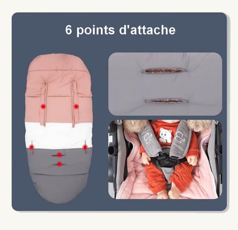 Chancelière pour bébé de 18 à 24 mois et ses points d'attache